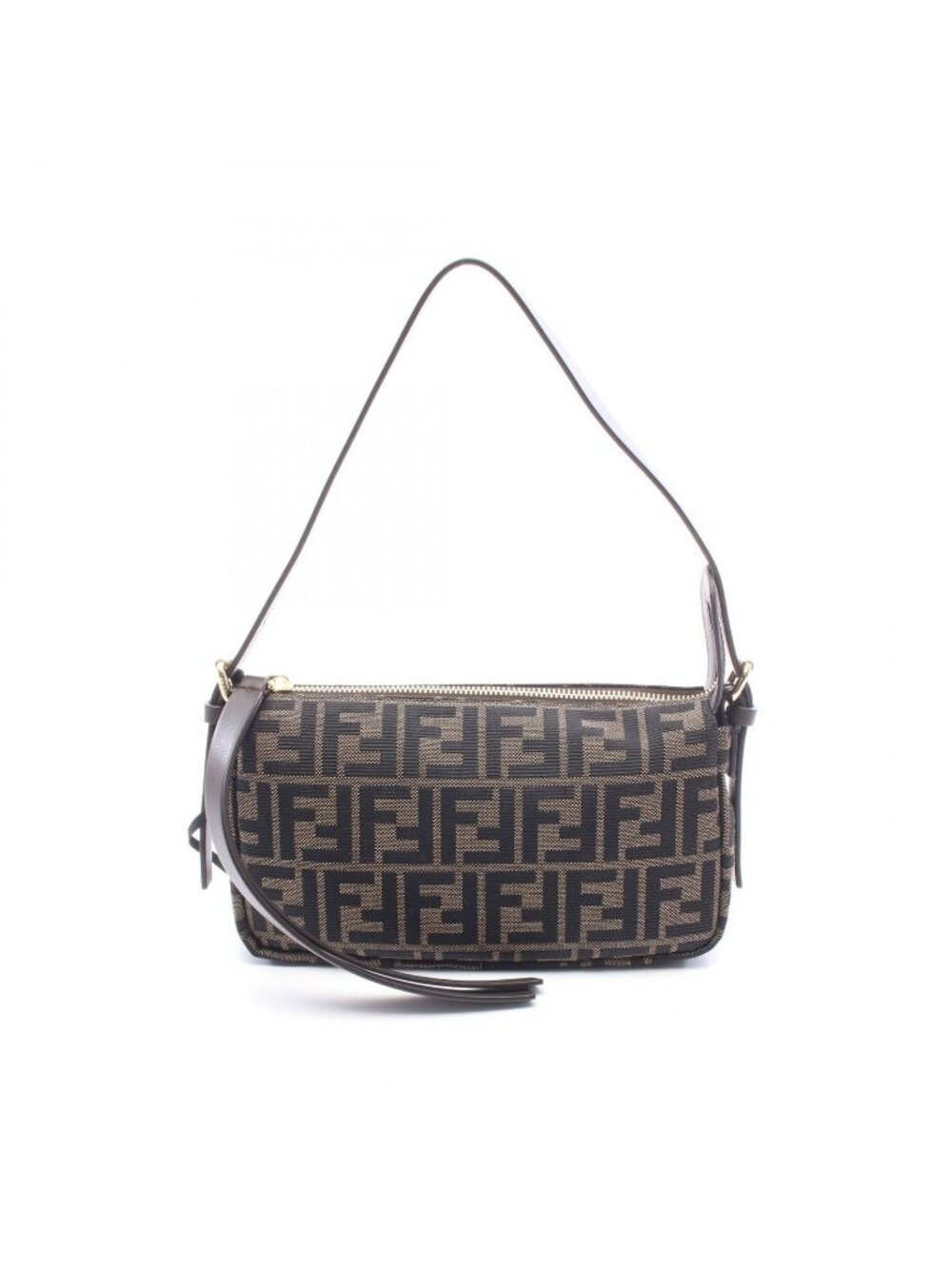 Fendi Shoulder Bag Zip Top Small Canvas Leather